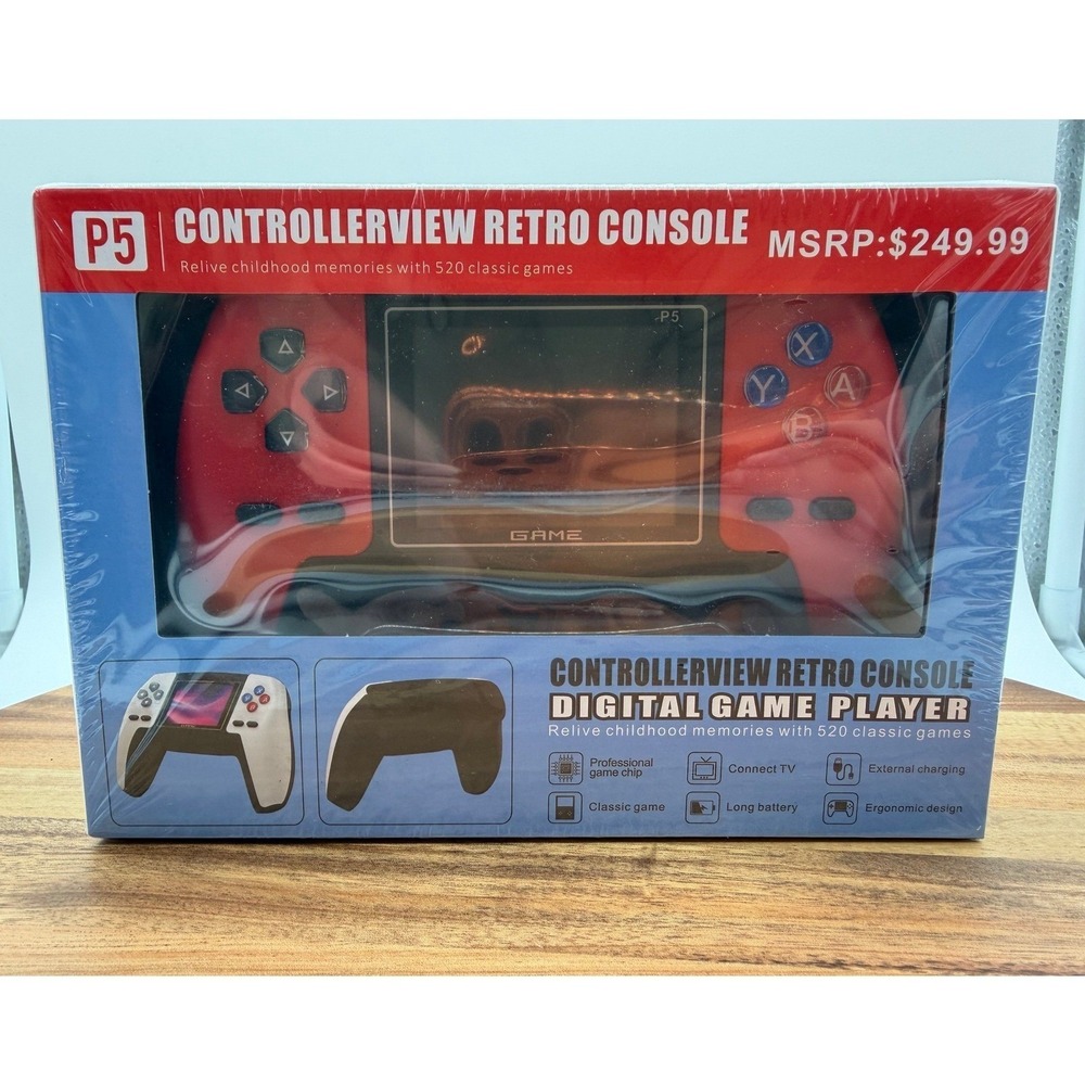 P5 Red Retro Handheld Game Console Controller with 520 Built-In Classic Games - Picture 2 of 3